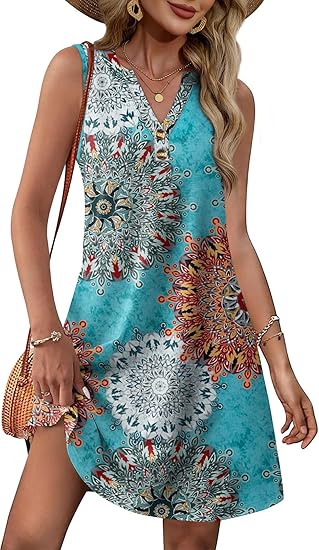 Robes d’été pour femme 2025, tenue de vacances à la plage, col en V, boutons, avec poches